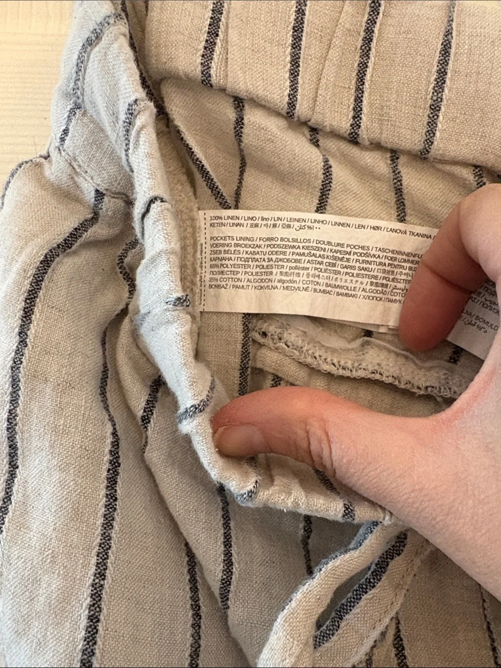 Mango Linen Striped Drawstring Pants - S - Picture 3 of 6